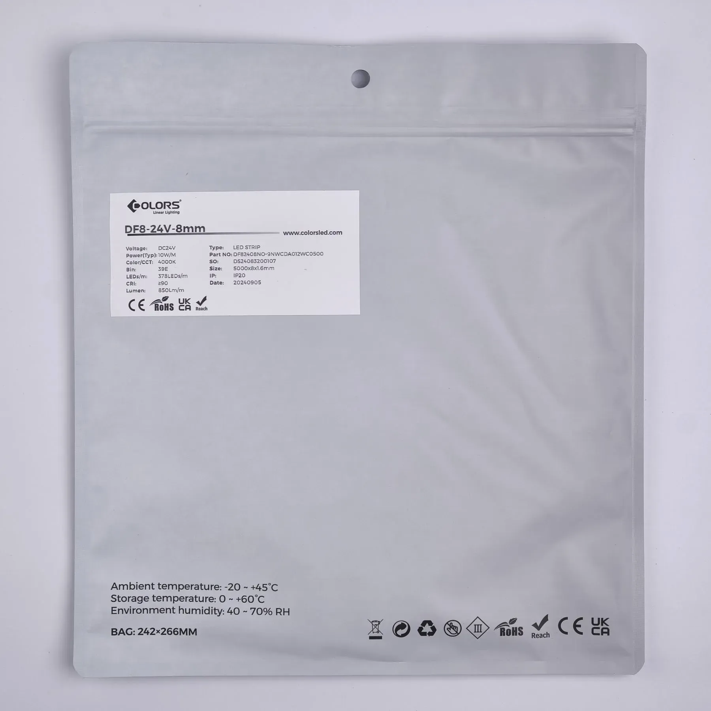 Taśma LED COB-24V-IP20 10W 850Lm neutralna biała 4000K 5m